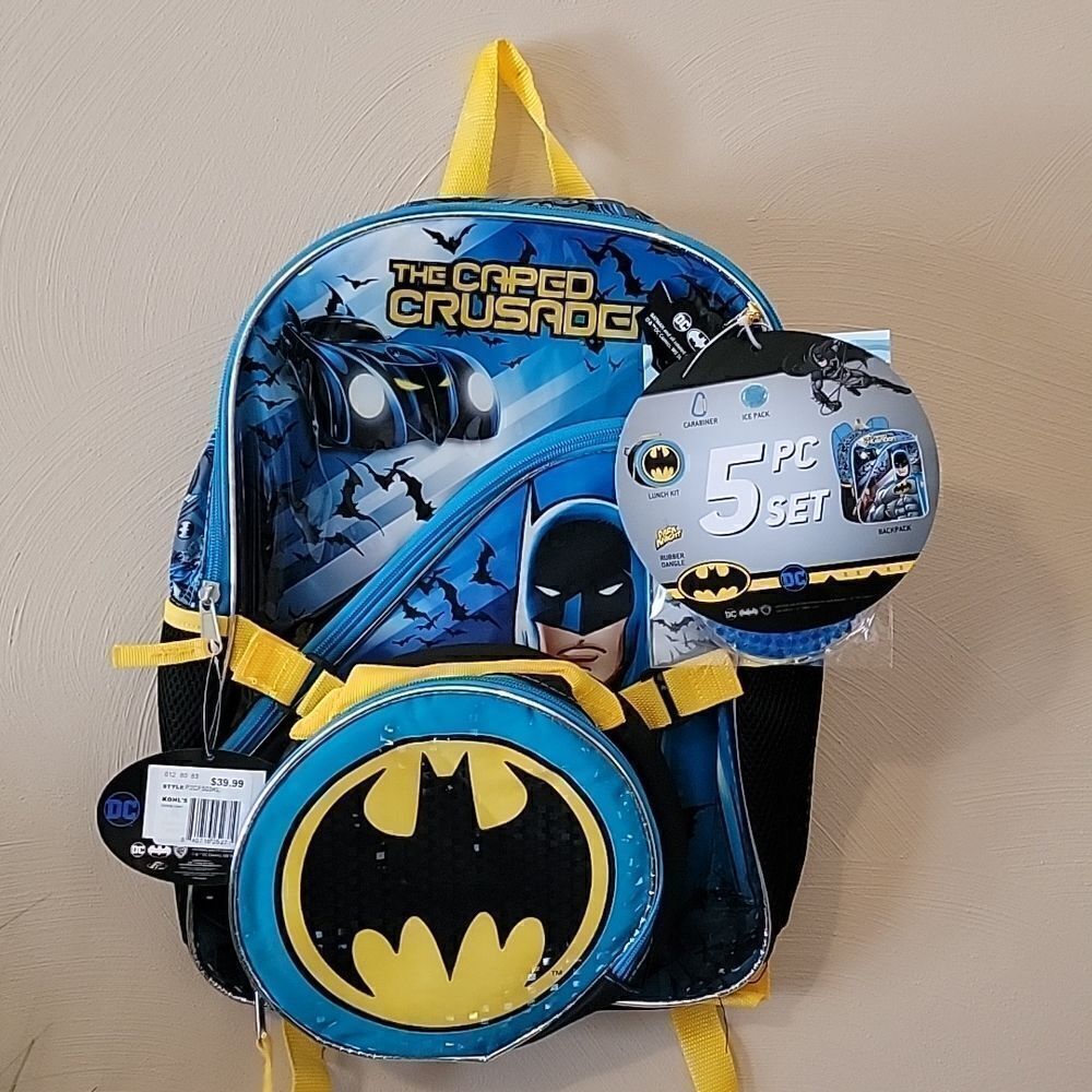 DC COMICS BATMAN 5-PIECE BACKPACK - NEW!